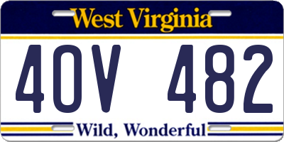 WV license plate 4OV482