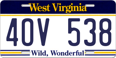 WV license plate 4OV538