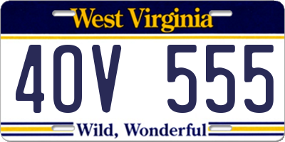 WV license plate 4OV555
