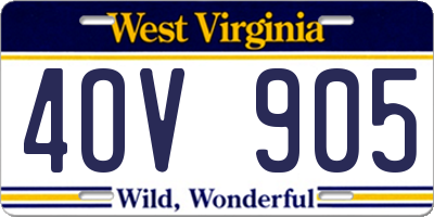 WV license plate 4OV905