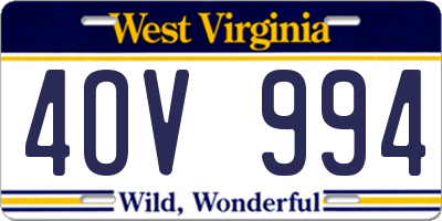 WV license plate 4OV994