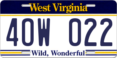 WV license plate 4OW022
