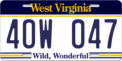 WV license plate 4OW047