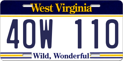 WV license plate 4OW110