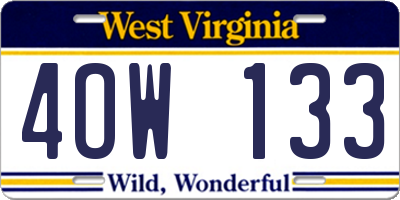 WV license plate 4OW133