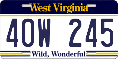 WV license plate 4OW245