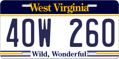 WV license plate 4OW260