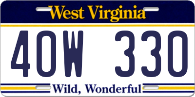 WV license plate 4OW330