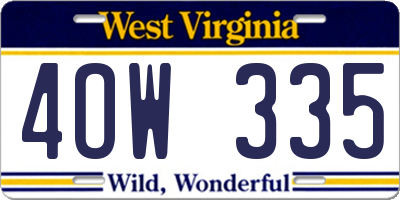 WV license plate 4OW335