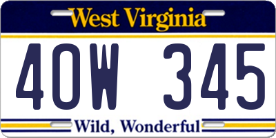 WV license plate 4OW345