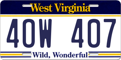 WV license plate 4OW407