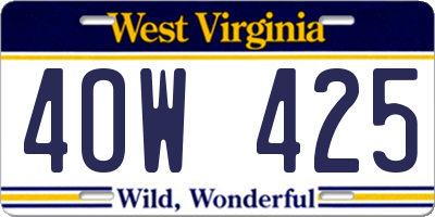 WV license plate 4OW425