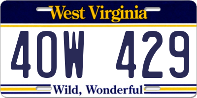 WV license plate 4OW429