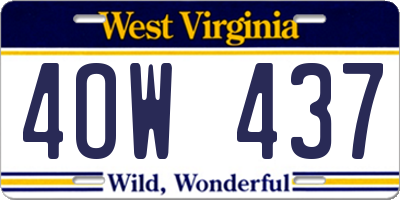 WV license plate 4OW437