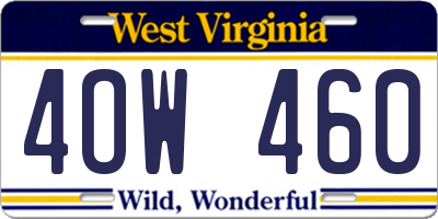 WV license plate 4OW460