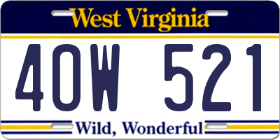 WV license plate 4OW521
