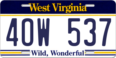 WV license plate 4OW537