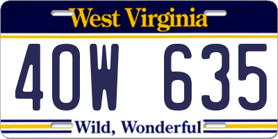 WV license plate 4OW635
