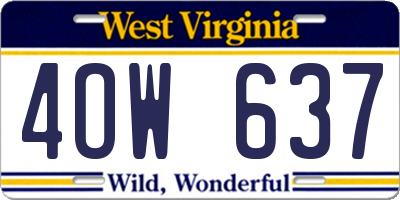 WV license plate 4OW637