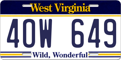 WV license plate 4OW649