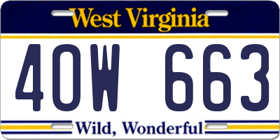 WV license plate 4OW663
