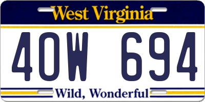 WV license plate 4OW694