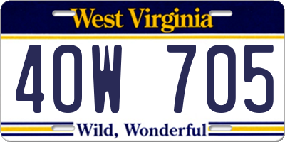 WV license plate 4OW705