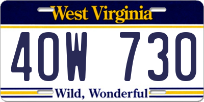 WV license plate 4OW730