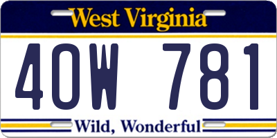 WV license plate 4OW781