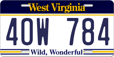 WV license plate 4OW784