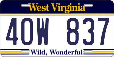 WV license plate 4OW837