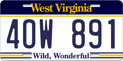 WV license plate 4OW891
