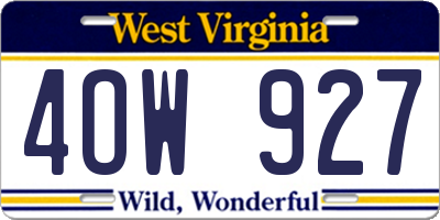 WV license plate 4OW927