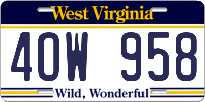 WV license plate 4OW958