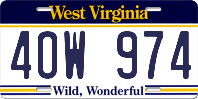 WV license plate 4OW974