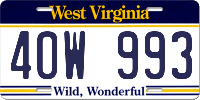 WV license plate 4OW993