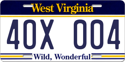 WV license plate 4OX004