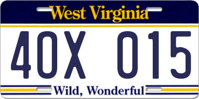 WV license plate 4OX015