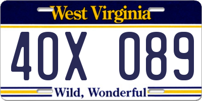 WV license plate 4OX089