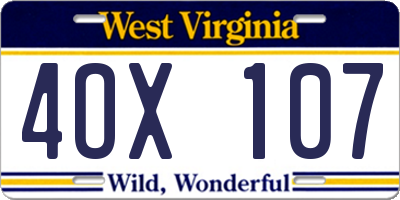 WV license plate 4OX107