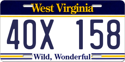 WV license plate 4OX158