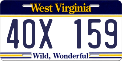 WV license plate 4OX159