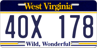 WV license plate 4OX178