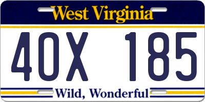 WV license plate 4OX185