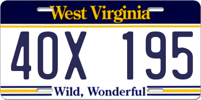 WV license plate 4OX195