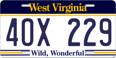 WV license plate 4OX229