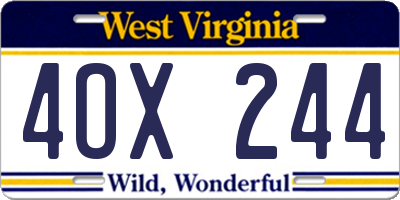 WV license plate 4OX244