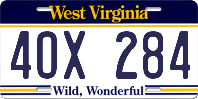 WV license plate 4OX284
