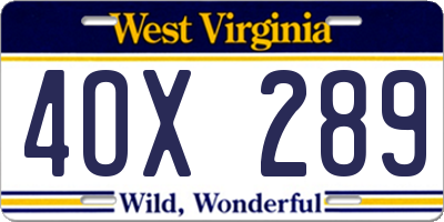 WV license plate 4OX289