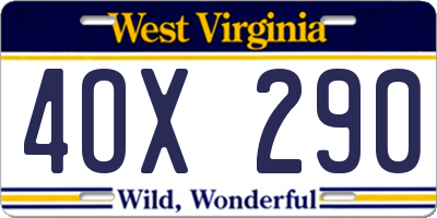 WV license plate 4OX290